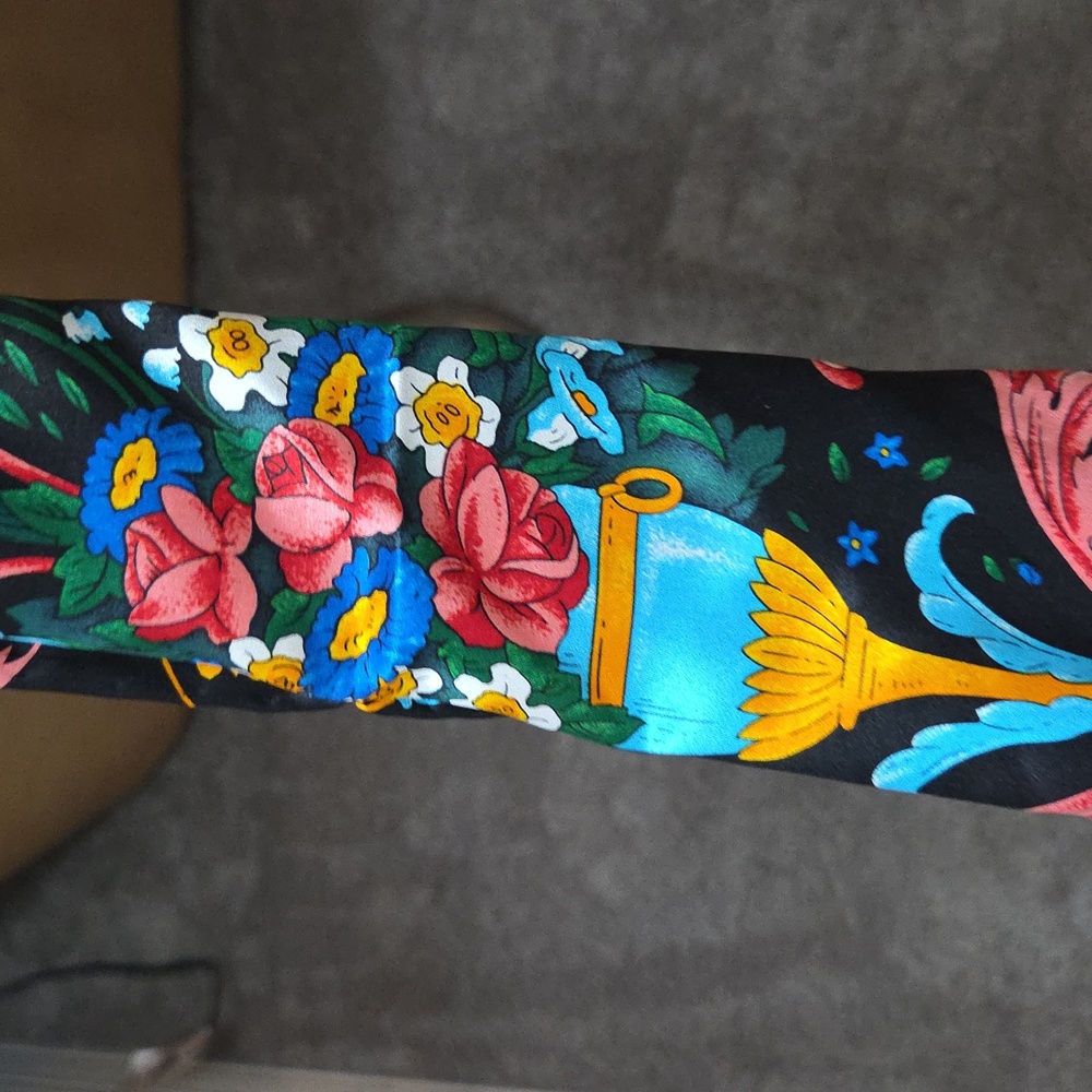 Colorful Patterned Silk Scarf - Picture 3 of 3